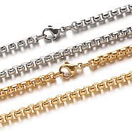 304 Stainless Steel Box Chain Necklaces, with Lobster Claw Clasps, Mixed Color, 23.7 inch(60.1cm)(NJEW-M124-08)