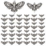 60PCS 2Styles Alloy Pendants, Moth, Antique Silver, 17.4~27x25~43x1.8~3mm, Hole: 2.3mm, 30pcs/style(FIND-GO0001-11)