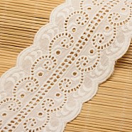 Flower Cotton Ribbon for Jewelry Making, White, 3-1/8 inch(80mm), about 15yards/roll(13.71m/roll)(ORIB-F001-43)