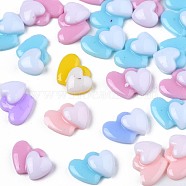 Opaque Resin Cabochons, Double Heart, Mixed Color, 5x7x2mm(CRES-S307-018)