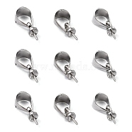 Brass Cup Pearl Peg Bails Pin Pendants, For Half Drilled Beads, Platinum Color-12mm, hole: about 3mm(X-KK02)