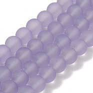 Transparent Glass Beads Strands, for Beading Jewelry Making, Frosted, Round, Medium Purple, 8mm, Hole: 1.4mm, about 107pcs/strand, 30.75 inch(78.1cm)(GLAA-XCP0001-30)