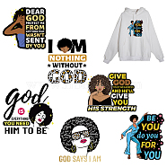 PET Heat Transfer Film Logo Stickers Set, for DIY T-Shirt, Bags, Hats, Jackets, Women Pattern, 162~234x180~230mm, 6pcs/set(DIY-WH0230-029)