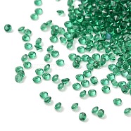 Cubic Zirconia Cabochons, Faceted Diamond, Green, 1.3x1mm(ZIRC-K090-1.3mm-01H)