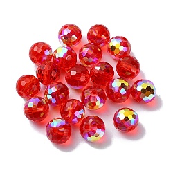AB Color Plated Glass Beads, Faceted Round, Red, 10x9mm, Hole: 1.5mm(EGLA-P059-02B-AB06)