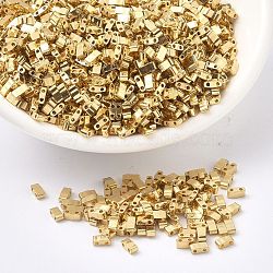 MIYUKI Half TILA Beads, Japanese Seed Beads, 2 Hole, (HTL191) 24k Gold Plated, 5x2.3x1.9mm, Hole: 0.8mm, about 250pcs/10g(X-SEED-J020-HTL191)