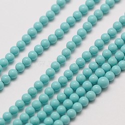Synthetic Taiwan Turquoise Round Beads Strands, 3mm, Hole: 0.8mm, about 126pcs/strand, 16 inch(G-A130-3mm-L08)