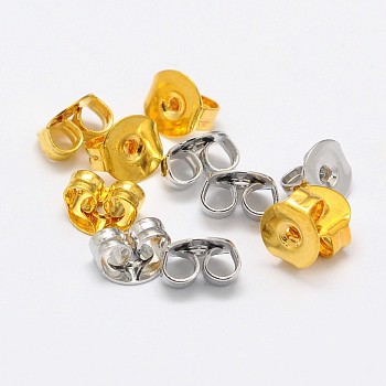 Brass Ear Nuts, Friction Earring Backs for Stud Earrings, Cadmium Free & Nickel Free & Lead Free, Mixed Color, 5x5x3mm, Hole: 1mm