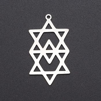 201 Stainless Steel Pendants, Laser Cut, Star of David, Stainless Steel Color, 35.5x20x1mm, Hole: 1.5mm