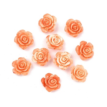 Dyed Synthetic Coral Carved Beads, Flower, Coral, 14.5x14.5~15.5x8~8.5mm, Hole: 1.2mm