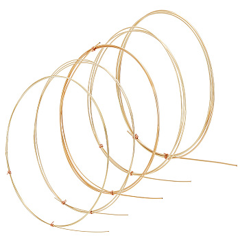 Elite 5Pcs 5 Styles Copper Wire, Round, Golden, 0.4~1mm, about 3.28 Feet(1m)/pc, 1Pc/style