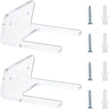 Acrylic Guitar Display Stands Set, with Iron Screws & Plastic Plugs, Wall-mounted, Clear, 9.4x10x4.85cm