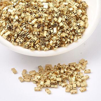 MIYUKI Half TILA Beads, Japanese Seed Beads, 2 Hole, (HTL191) 24k Gold Plated, 5x2.3x1.9mm, Hole: 0.8mm, about 250pcs/10g