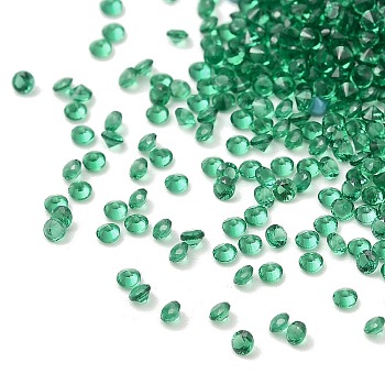 Cubic Zirconia Cabochons, Faceted Diamond, Green, 1.3x1mm