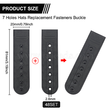 PE Plastic 7 Holes Hats Replacement Fasteners Buckle(FIND-BC0003-50)-2