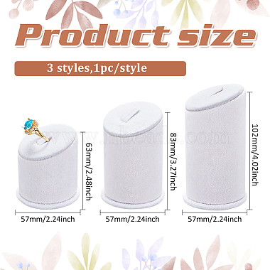 3Pcs 3 Sizes Lint Covered with PVC Ring Display Stands(RDIS-WH0019-06)-2