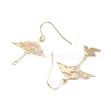 Parapluie vintage et boucles d'oreilles pendantes papillon pour cadeau femme fille(EJEW-P266-02LG)-2