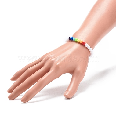 2Pcs 2 Colors Acrylic Round Beaded Stretch Bracelets Set for Kids(BJEW-JB08555-02)-5