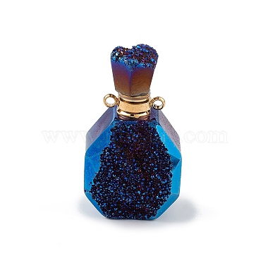 Electroplated Natural Druzy Agate Openable Perfume Bottle Pendants(G-L524-10G-02)-2
