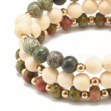 Ensemble de bracelets extensibles en perles de style unakite naturel(BJEW-JB07831)-5