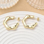 Brass Stud Earrings, Bamboo Joint, Half Hoop Earrings, Golden, 23x23x4mm(KK-CBAD851-27G)