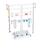 3-Tier T Bar Plastic Jewelry Towers for Earrings Rings, Clear, 9.8x25x29cm(ODIS-WH0030-204)