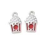 Alloy Enamel Pendants, Popcorn Charms, Long-Lasting Plated, Platinum, 17x10x2mm, Hole: 1.8mm(FIND-D044-14P)