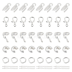 DIY Jewelry Making Finding Kit, Including Zinc Alloy Lobster Claw Clasps, Iron Jump Rings & Folding Crimp Ends & Bead Tips & Crimp Beads Covers, Brass Chain Extender, Silver, 900Pc/box(DIY-DC0001-73S)