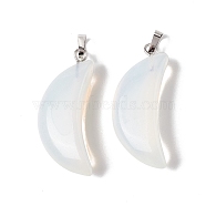 Opalite Pendants, with Platinum Tone Brass Findings, Moon Charm, 33x15x8mm, Hole: 6x3.2mm(G-Z022-03E)
