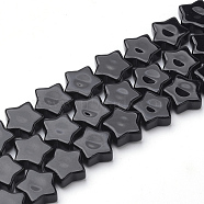 Natural Black Stone Beads Strands, Star, 12x12.5x4~5mm, Hole: 1mm, about 20pcs/strand, 8.66 inch(G-Q974-09)