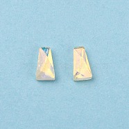 Flat Back Resin Rhinestone Cabochons, Nail Art Decoration Accessories, Faceted, Trapezoid, Colorful, 6x3.5x2mm(MRMJ-T047-07B)