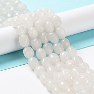 Natural White Jade Beads Strands, Dyed, Nuggets, Tumbled Stone, Floral White, 9.5~11.5x8~8.5x7~8mm, Hole: 1mm, about 34~38pcs/strand, 14.76~15.16''(37.5~38.5cm)(G-E614-B01-08)
