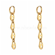 304 Stainless Steel Huggie Hoop Earrings, with Mariner Link Chains, Golden, 62mm, Pin: 1mm(EJEW-JE04550-04)