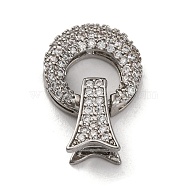 Brass Micro Pave Clear Cubic Zirconia Fold Over Clasps, Lead Free & Cadmium Free, Platinum, 20mm(KK-A230-17P)