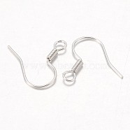 Iron Earring Hooks, Ear Wire, with Horizontal Loop Cadmium Free & Nickel Free & Lead Free, Platinum, 17x17.5mm, Hole: 2mm(E133-NF)
