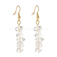 Natural Quartz Chip Beaded Dangle Earrings, Gemstone Drop Earrings for Women, Brass Jewelry, Golden, 50~54x7~11.5x5~8mm, Pin: 0.7mm(EJEW-JE04788-03)