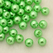 Imitation Pearl Acrylic Beads, Dyed, Round, Lawn Green, 8x7.5mm, Hole: 2mm, about 1900pcs/pound(PL610-08)