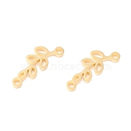 201 Stainless Steel Links, Manual Polishing, Leaf, Vacuum Plating, Real 18K Gold Plated, 20x8x1.5mm, Hole: 1.6mm(STAS-F231-127G)