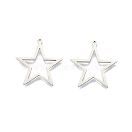 201 Stainless Steel Pendants, Star, Stainless Steel Color, 26x25x1.5mm, Hole: 1.2mm(STAS-N098-096P)