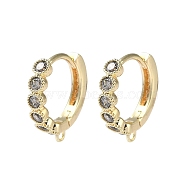 Brass Micro Pave Cubic Zirconia Hoop Earrings Findings, Ring, Real 18K Gold Plated, 14x13x2.5mm, Hole: 1mm, Pin: 1mm, 18 Gauge(1mm)(KK-P257-04G)
