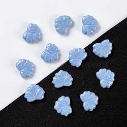 Autumn Theme Czech Glass Beads, Maple Leaf, Cornflower Blue, 10.5x13x4mm, Hole: 0.8mm; about 115pcs/bag, 95~100g/bag(GLAA-L025-C16)