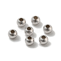 Rhodium Plated 925 Sterling Silver Beads, Round, Real Platinum Plated, 2mm, Hole: 0.8mm, about 900pcs/20g(STER-E066-05P)