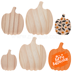 12Pcs 3 Style Halloween Theme Unfinished Wood Decorative Supplies, Pumpkin-shaped, Navajo White, 49.5~98x37.5~100x17mm, 4pcs/style(DIY-OC0004-14)