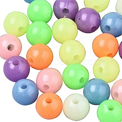 Luminous Acrylic Beads, Glow in the Dark, Round, Mixed Color, 10mm, Hole: 2.5mm, about 380pcs/200g(sgMACR-SZ0001-15)
