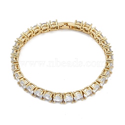 Rack Plating Brass Micro Pave Cubic Zirconia Chain Bracelets, Cadmium Free & Lead Free, Long-Lasting Plated, Real 18K Gold Plated, 7-1/4 inch(18.5cm)(BJEW-P341-06A-G)