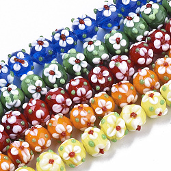 Handmade Lampwork Beads Strands, Flower, Mixed Color, 11~12x11~12x10mm, Hole: 1.5mm, about 45pcs/strand, 17.72 inch(45cm)(LAMP-N021-001)