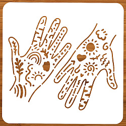 PET Hollow Out Drawing Painting Stencils, for DIY Scrapbook, Photo Album, Palm, 300x300mm(DIY-WH0405-0067)