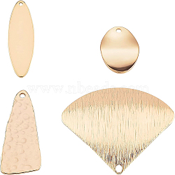 Brass Pendant, Long-Lasting Plated, Nickel Free, Triangle & Fan & Oval, Real 18K Gold Plated, 4 shapes, 5pcs/shape, 20pcs/box(KK-BC0006-02G-NF)