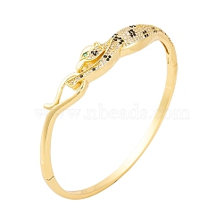 Brass Pave Colorful Cubic Zirconia Leopard Hinged Bangles for Women, Golden, Inner Diameter: 2-3/8 inch(6.1cm)(BJEW-S147-25G)