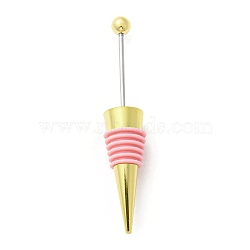 DIY Beadable Alloy Red Wine Stopper, Silicone Bottle Stopper, Cone, Pink, 114.5x21.5mm(AJEW-Z016-03B-G)